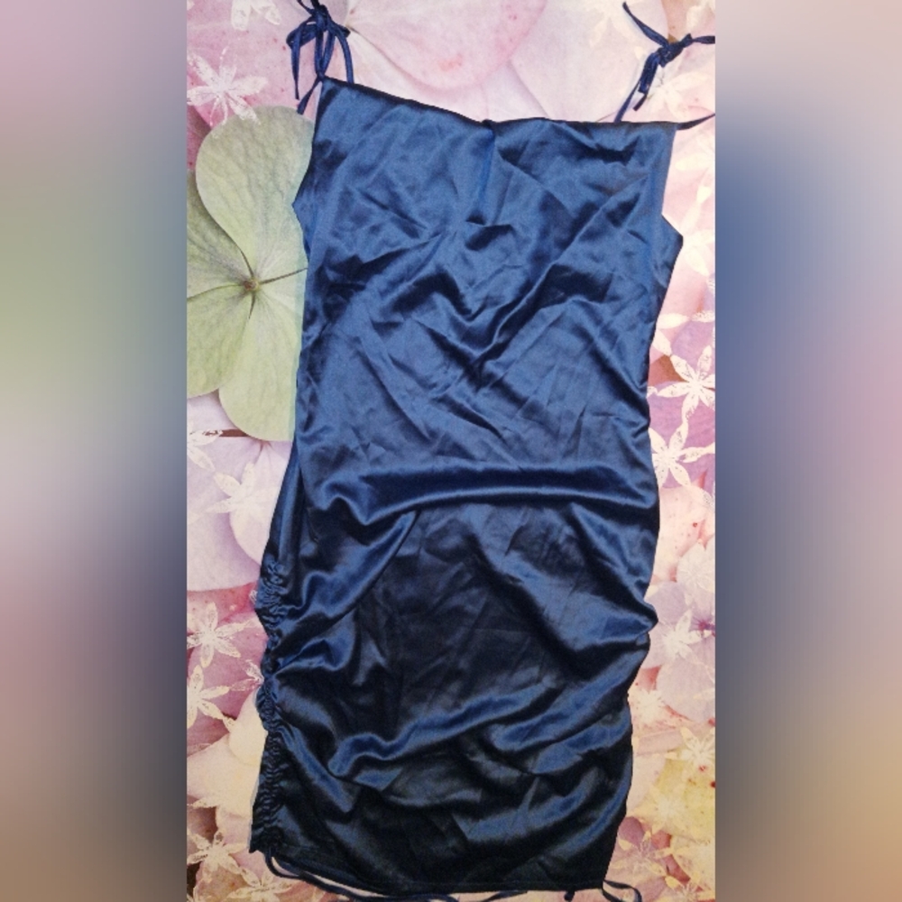 Navy Blue Satin Mini Dress